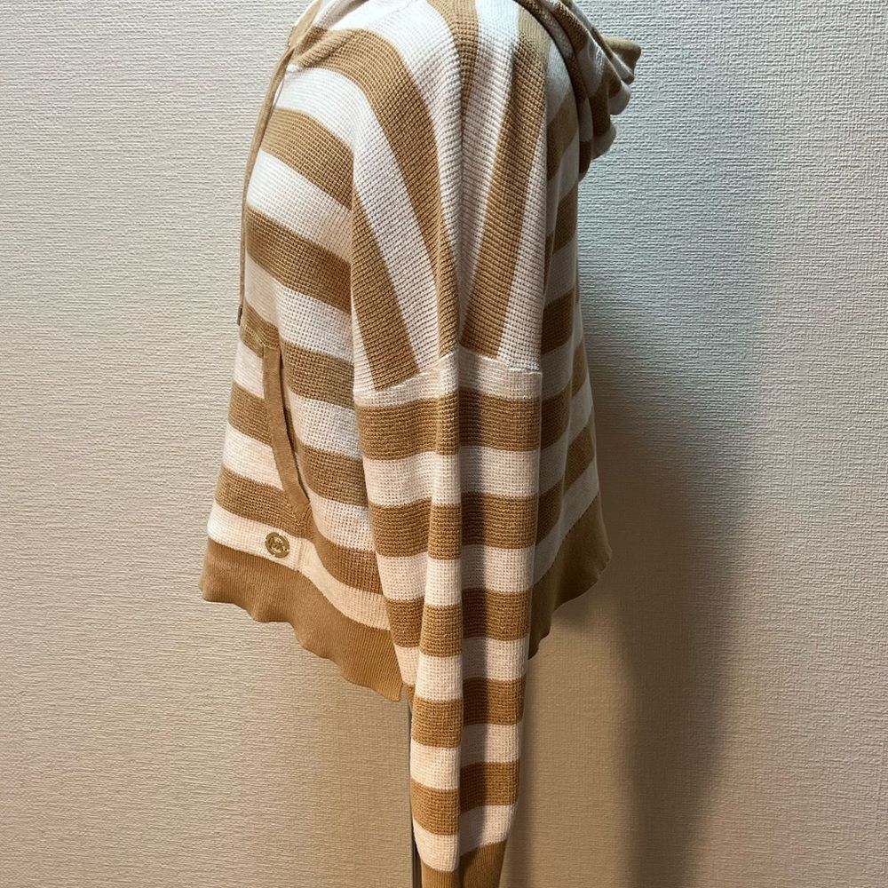 NWOT Michael Michael Kors Tan & White Striped Hoodie (Lg) - Picture 6 of 11